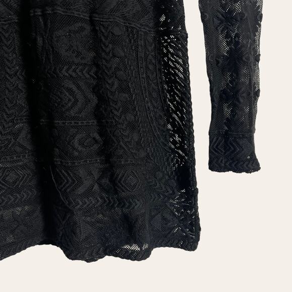 Isabel Marant x H&M Black Embroidered Lace Sheer Mesh Long Sleeve Tunic Top 4 - Picture 4 of 7